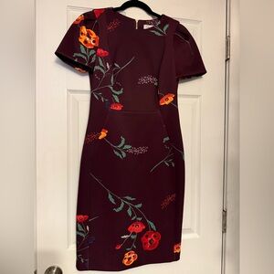 Calvin Klein Burgundy Floral Midi Dress